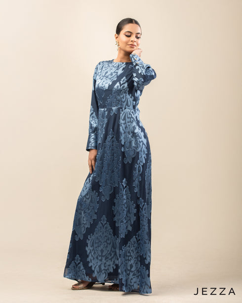 Regal Charm: Brocade Ankle-Length Dress 70821